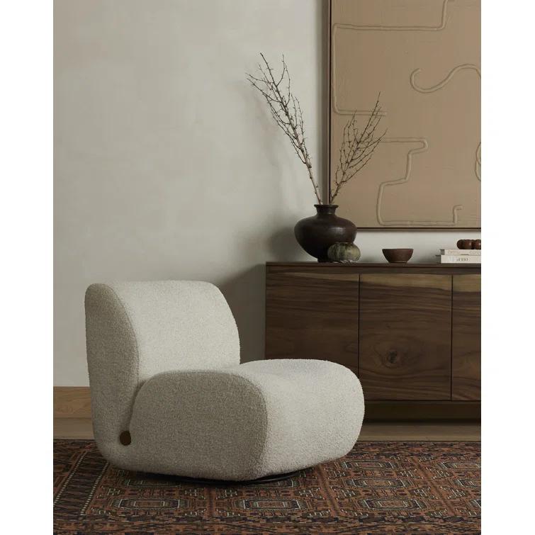Sheldon Ivory Contemporary Swivel Lounge Chair in Leather