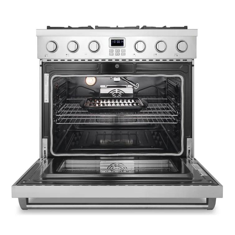 Cosmo Cosmo 36 in. Lumin Collection 6.0 cu. ft. Gas Range with 6 Sealed Gas Burners and Convection Oven in Stainless Steel COS-GRC366KB