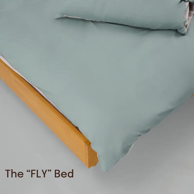 NTC Fly Solid Wood Bed Frame without Headboard and Silent Slats, 1000 lbs Capacity Bed Frame