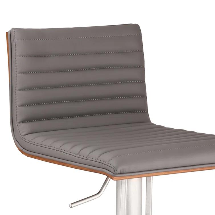 Cafa Adjustable Swivel Walnut Wood and Stainless Steel Metal Bar Stool
