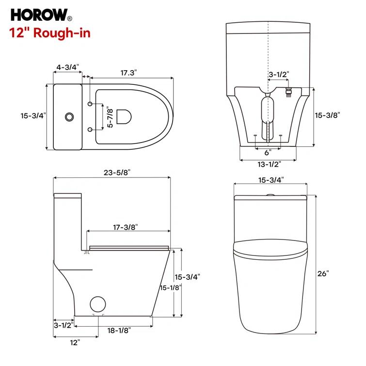 Elongated One-Piece Toilet, Compact Toilet with Soft-Close Seat, 1.1/1.6 GPF Powerful Dual-Flush Toilet for Bathroom