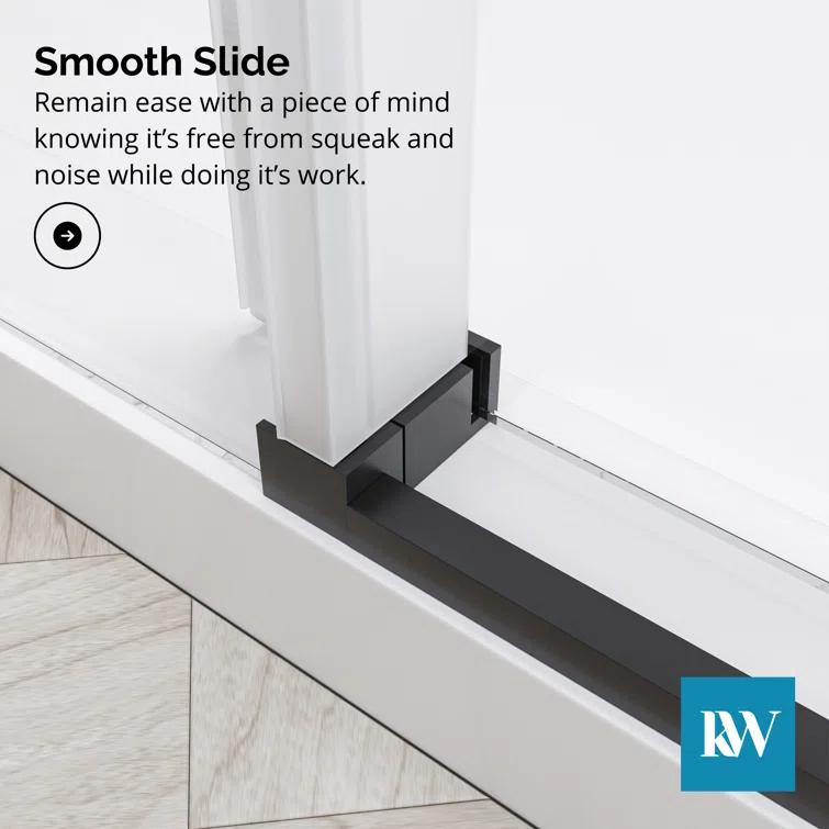 KOBIWORKS Kw03 60 In. W X 76 In. H Single Sliding Frameless Shower Door With 3/8 In. Clear Glass KW036076BL