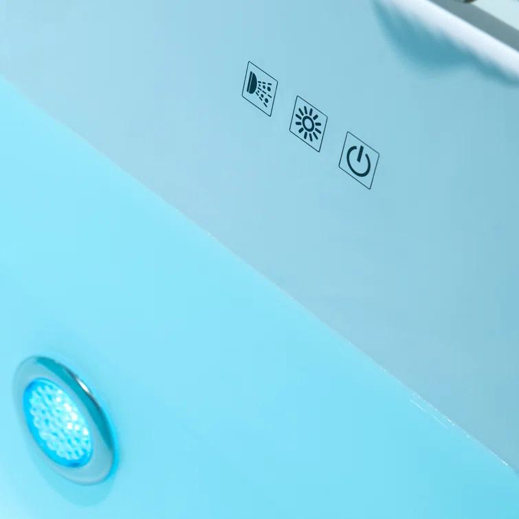 WoodBridge 60" X 30" Alcove Acrylic Rectangular Whirlpool Heated Jetted Tub In White With Drain and Overflow BS666-R-CH01