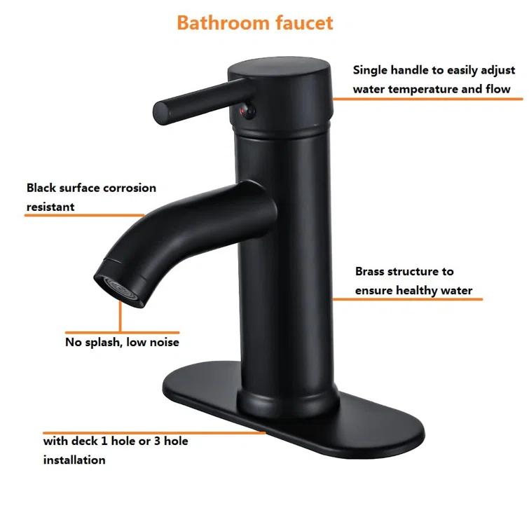 PRIMICOL YYY5G1D Bathroom faucet single hole with pop-up drain for 1-hole or 3-hole installation