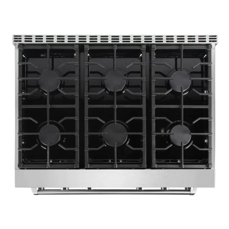 Cosmo Cosmo 36 in. Lumin Collection 6.0 cu. ft. Gas Range with 6 Sealed Gas Burners and Convection Oven in Stainless Steel COS-GRC366KB