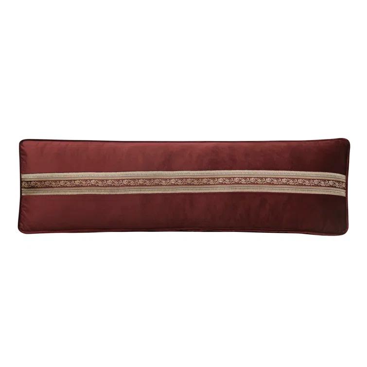Crimson and Gold Velvet Bolster Decorative Throw Pillow