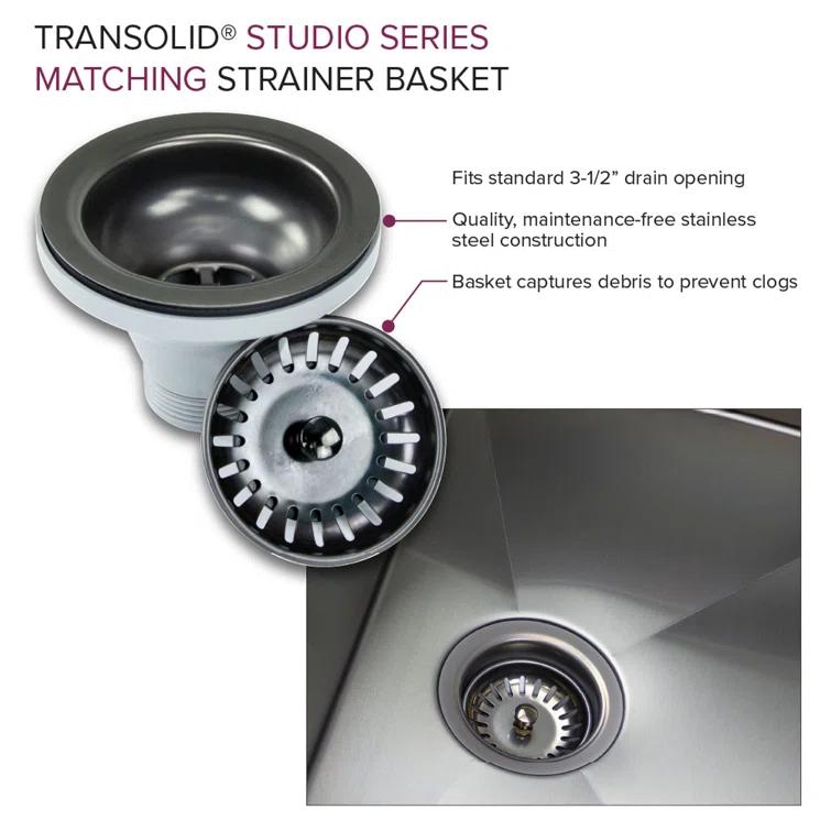 Transolid Studio 26-in x 19-in x 11-in Undermount Stainless Kitchen Sink, SinkPocket, Grid, Strainer