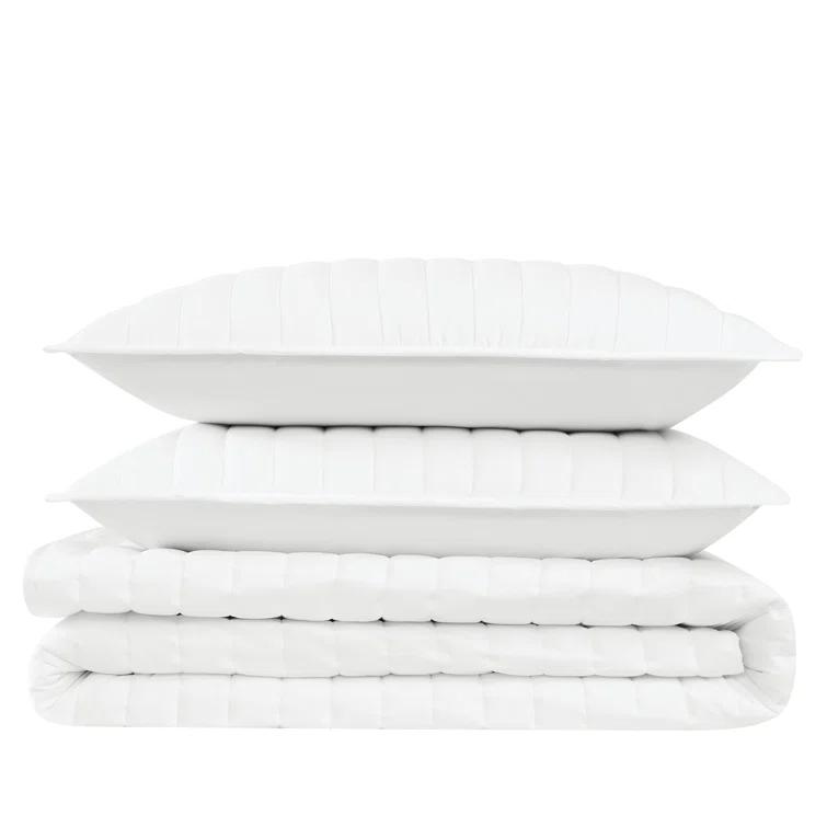 Brooklyn Loom Oversized Cotton Percale 3 Piece Quilt Set