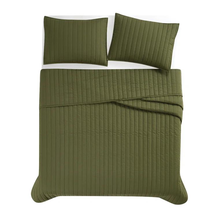 Brooklyn Loom Oversized Cotton Percale 3 Piece Quilt Set