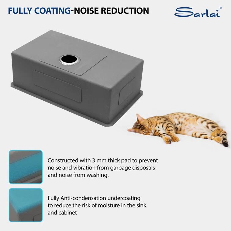 Sarlai 28'' L x 18" W Undermount Single Bowl Stainless Steel Kitchen Sink with Sink Grid and Basket Strainer SU2818R