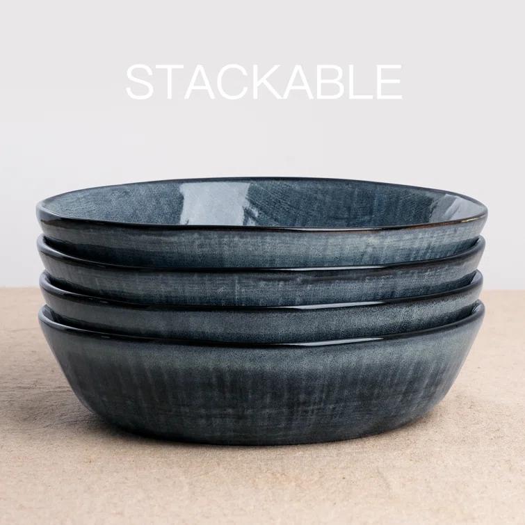 Esma Stoneware 32 Oz Large Pasta Bowl (Set of 4)