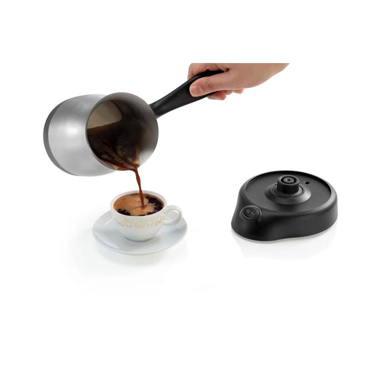 Cezve Electric Turkish Coffee Maker, Stainless Steel, Boil-dry Protection, Lid For Extra Protection, Cordless Use, 1 To 4 Cups, 120v, 3-pin Us-plug, 800w