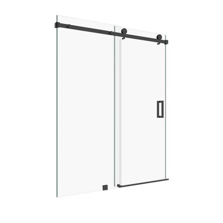 KOBIWORKS Kw03 60 In. W X 76 In. H Single Sliding Frameless Shower Door With 3/8 In. Clear Glass KW036076BL