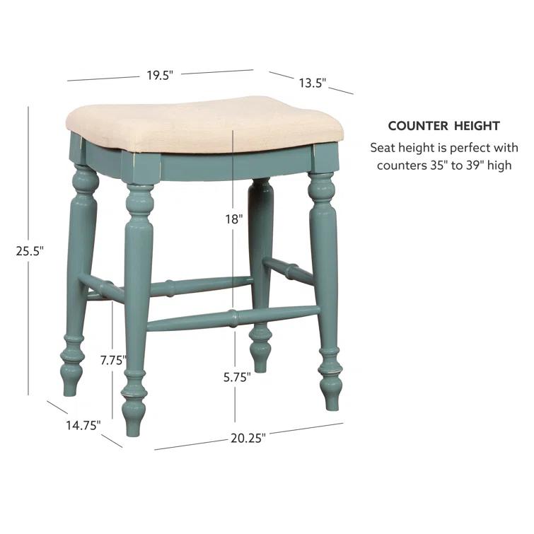 Kelly Clarkson Home Jordyn Backless Upholstered Wood Counter & Bar Stool