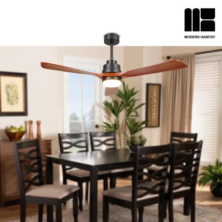 Auravista 52 In. Indoor Medium Red Oak Ceiling Fan With LED Light Bulbs And Remote Control