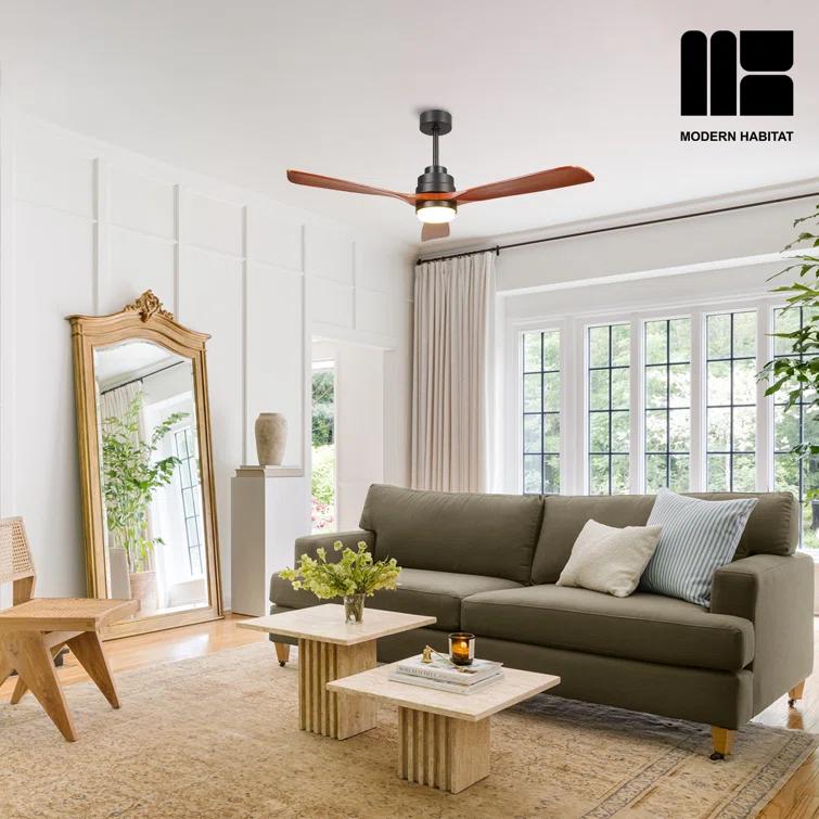 Auravista 52 In. Indoor Medium Red Oak Ceiling Fan With LED Light Bulbs And Remote Control