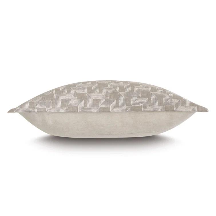 Standard Size Beige and White Geometric Polyester Pillow Sham
