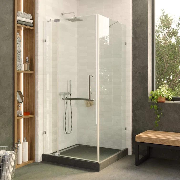 Frameless Shower Enclosure Hinged Tempered Glass - 40" W x 40" D x 74" H