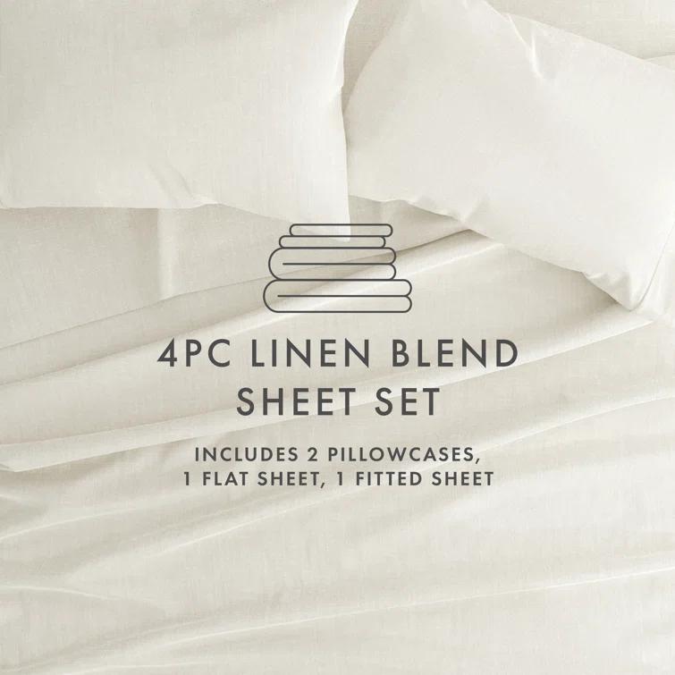 Luxury Rayon From Bamboo Linen Blend 4 Piece Sheet Set