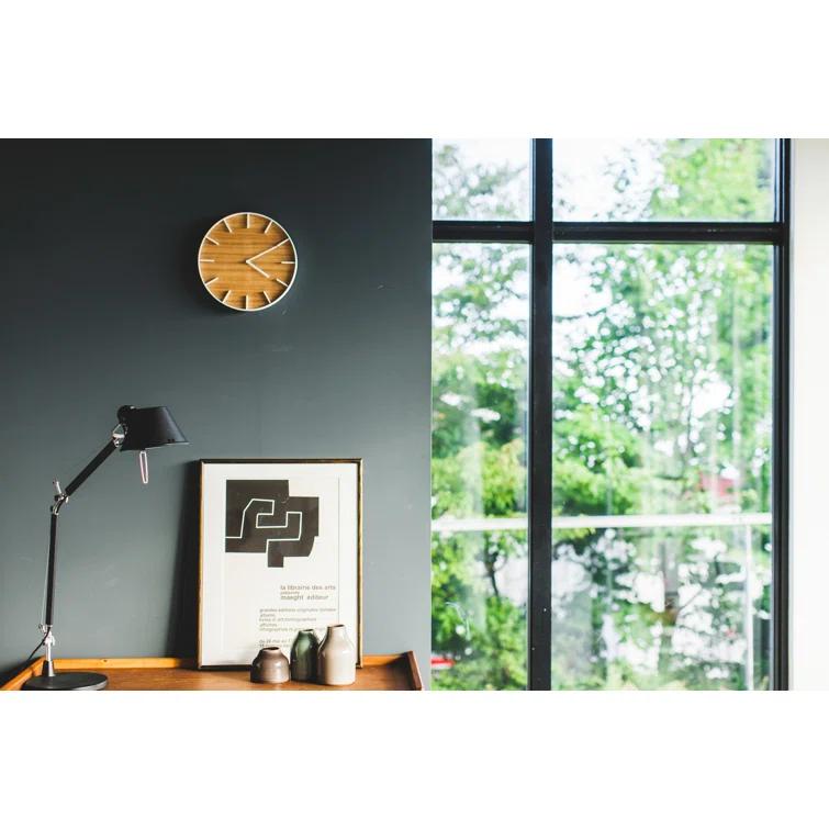 Rin Yamazaki Home Wall Clock, Modern Wood Home Decoration, Steel + Wood, Step Motion Second