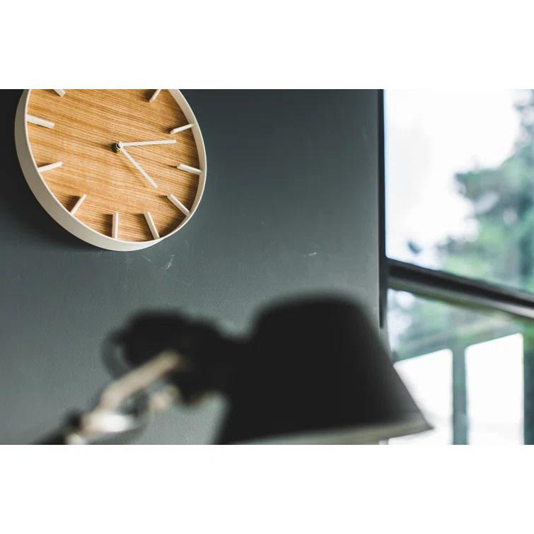 Rin Yamazaki Home Wall Clock, Modern Wood Home Decoration, Steel + Wood, Step Motion Second