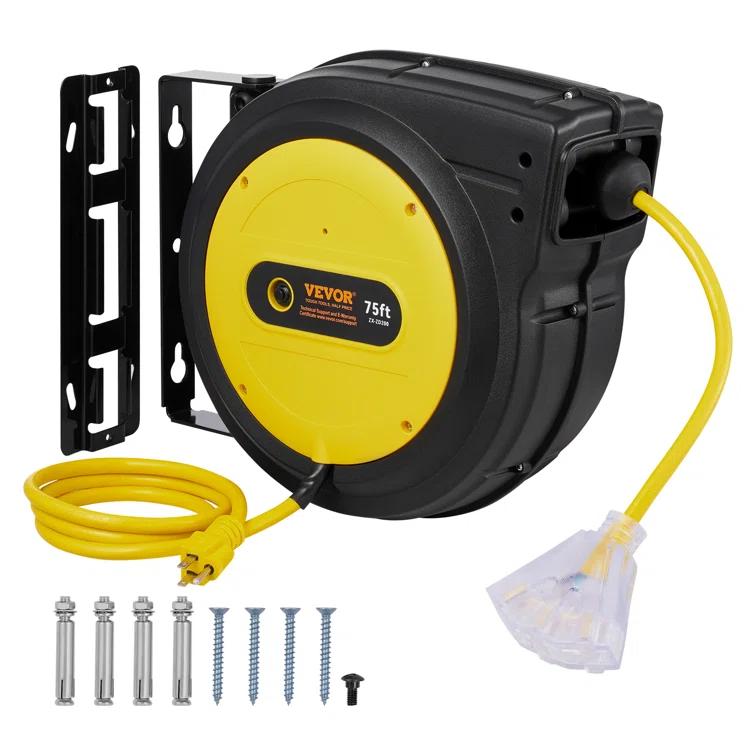 Retractable Extension Cord Reel Power Cord Reel 75FT