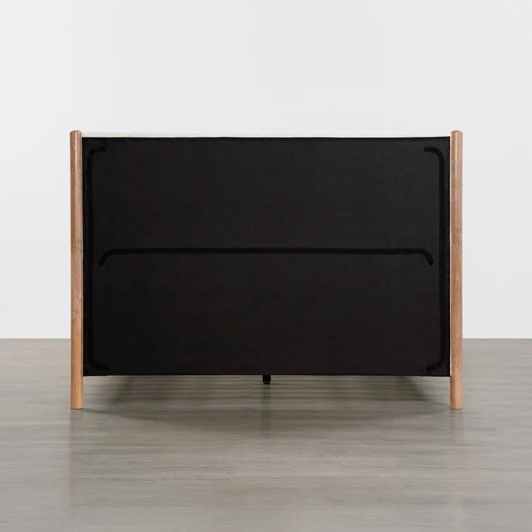 Rezana Solid Wood Boucle Upholstered Headboard Bed Frame