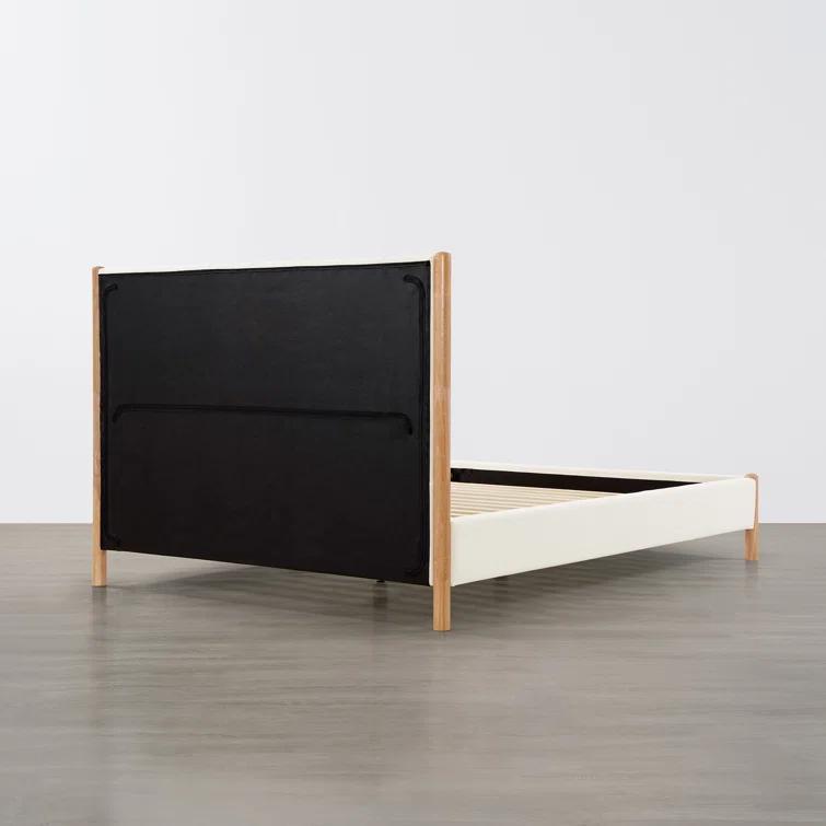 Rezana Solid Wood Boucle Upholstered Headboard Bed Frame