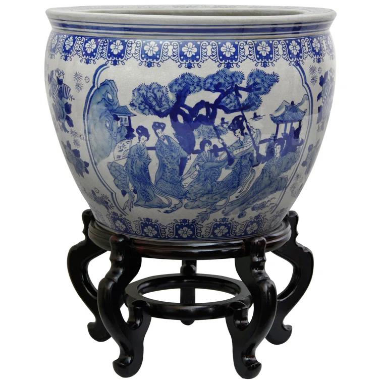 Large Blue and White Chinese Porcelain Pot Planter