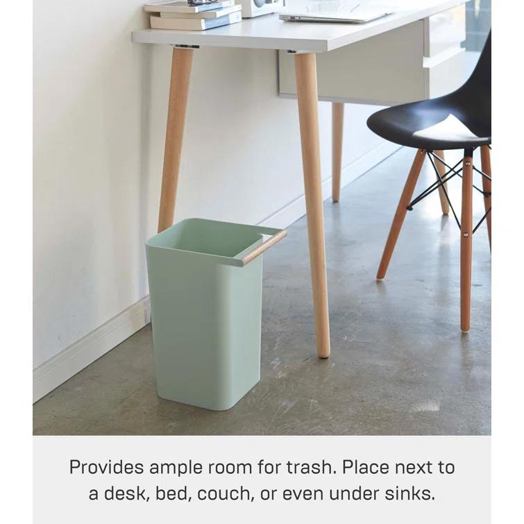 Como Yamazaki Home Slim Square Trash Can Garbage Waste Basket For Bathroom or Kitchen, 2.5 gallons