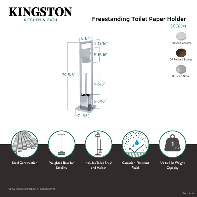 Kingston Brass SCC8341 Kingston Brass Edenscape Freestanding Toilet Paper Holder with Brush and Holder