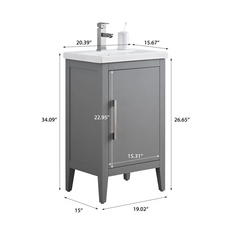 20'' Single Bathroom Vanity with Ceramic Top