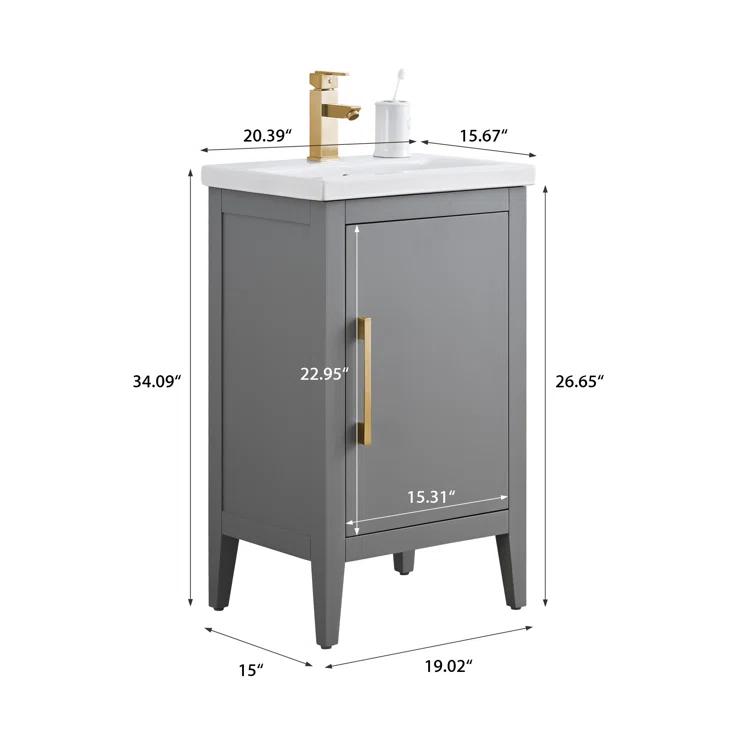 20'' Single Bathroom Vanity with Ceramic Top