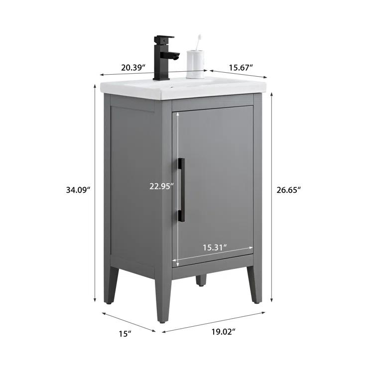 20'' Single Bathroom Vanity with Ceramic Top