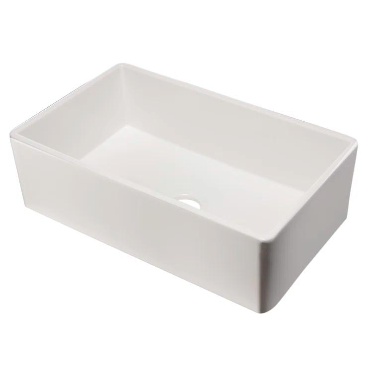 Alfi Brand 34.8'' L Farmhouse / Apron Single Bowl Fireclay Kitchen Sink AB533-W