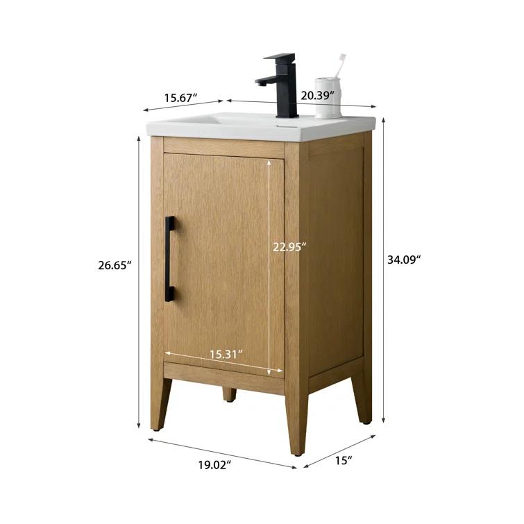 20'' Single Bathroom Vanity with Ceramic Top