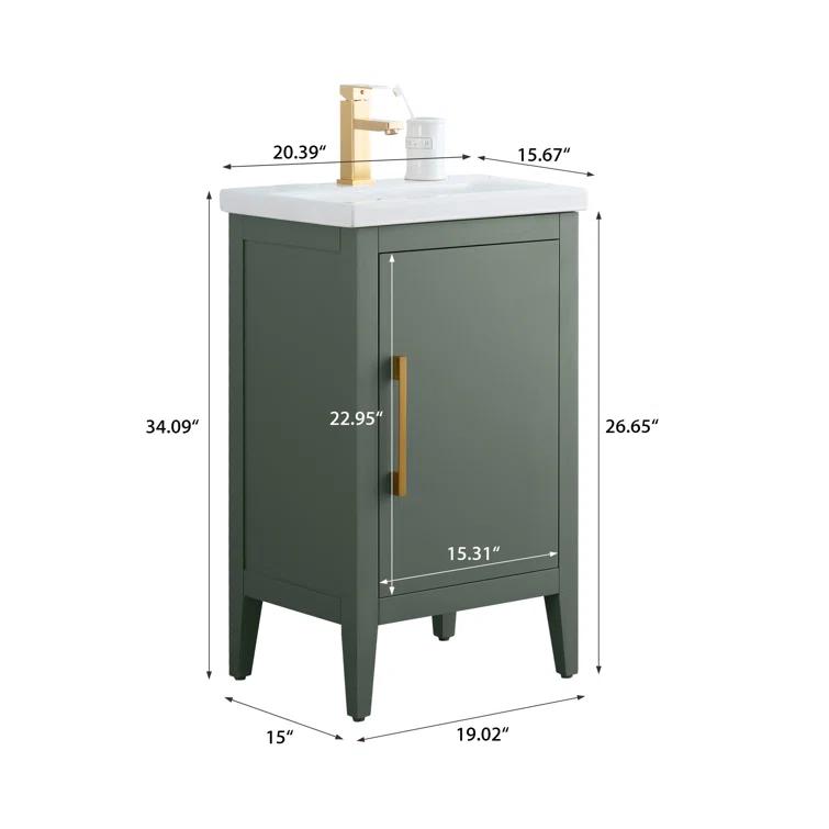 20'' Single Bathroom Vanity with Ceramic Top