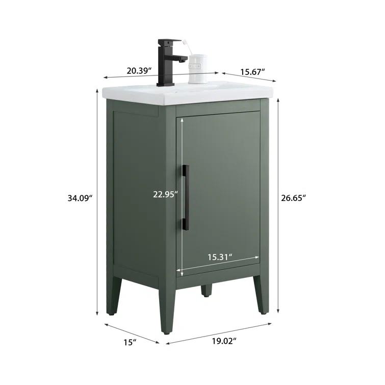 20'' Single Bathroom Vanity with Ceramic Top