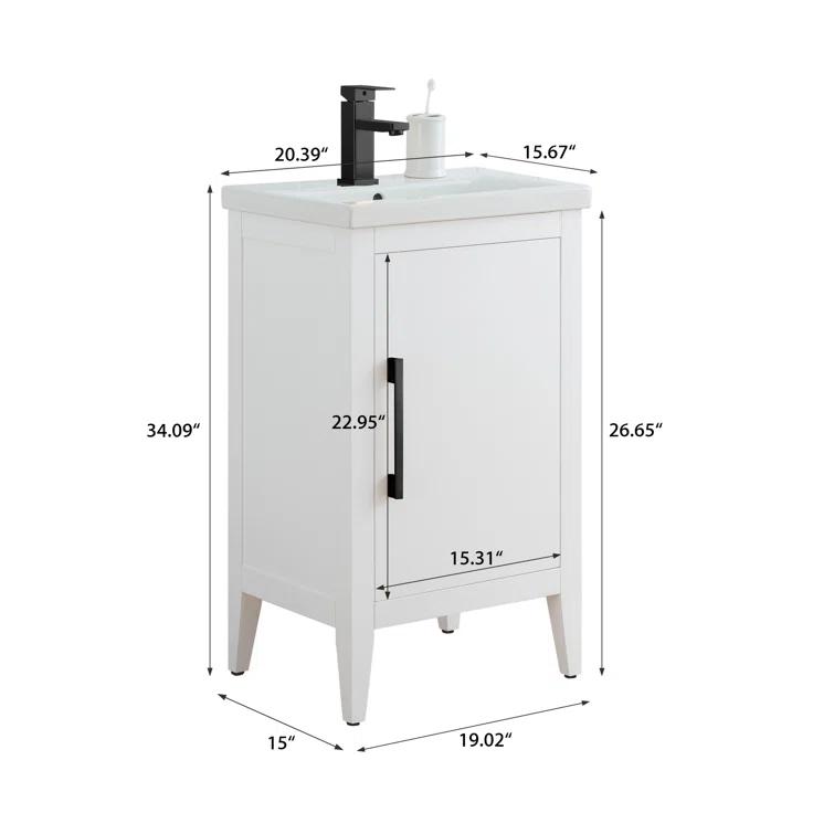 20'' Single Bathroom Vanity with Ceramic Top