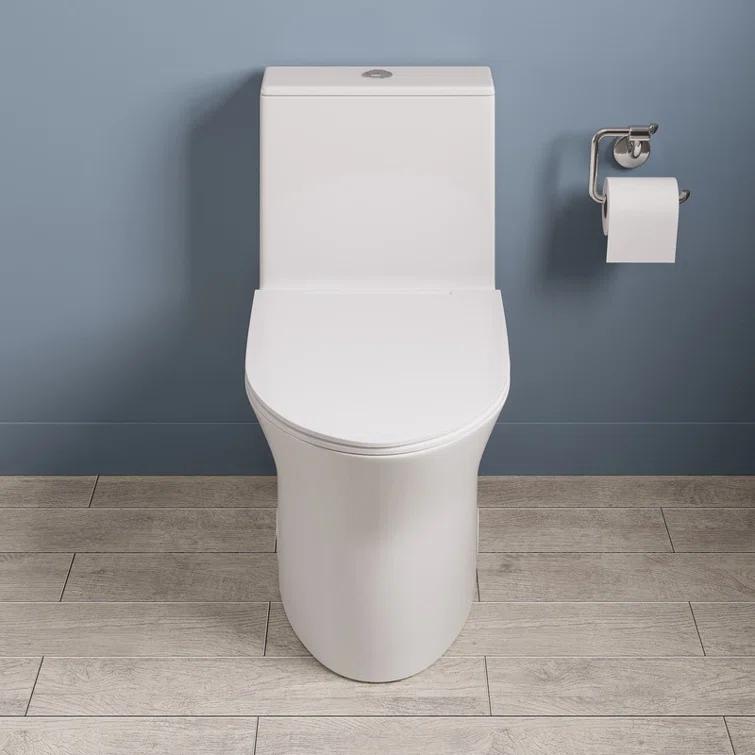 One Piece Toilet For Bathroom, Modern Bathroom Toilet with Dual Flush 1.1/1.6 Gpf Fully Skirted Toilets(Soft Close Seat)