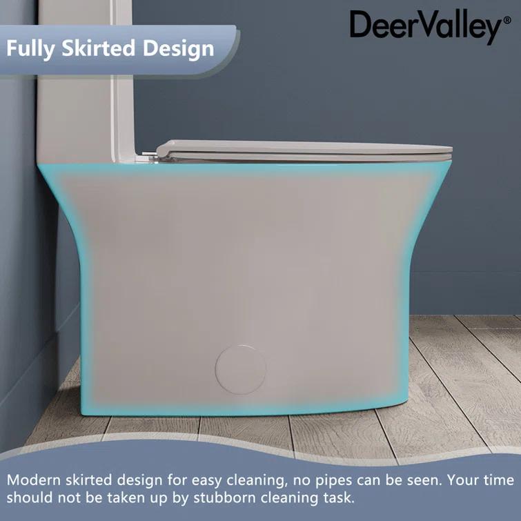 One Piece Toilet For Bathroom, Modern Bathroom Toilet with Dual Flush 1.1/1.6 Gpf Fully Skirted Toilets(Soft Close Seat)