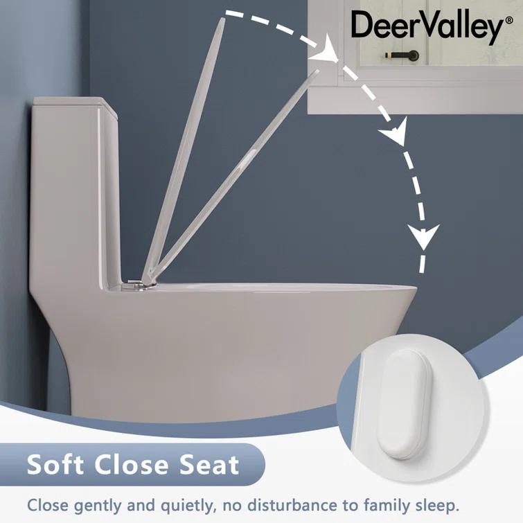 One Piece Toilet For Bathroom, Modern Bathroom Toilet with Dual Flush 1.1/1.6 Gpf Fully Skirted Toilets(Soft Close Seat)