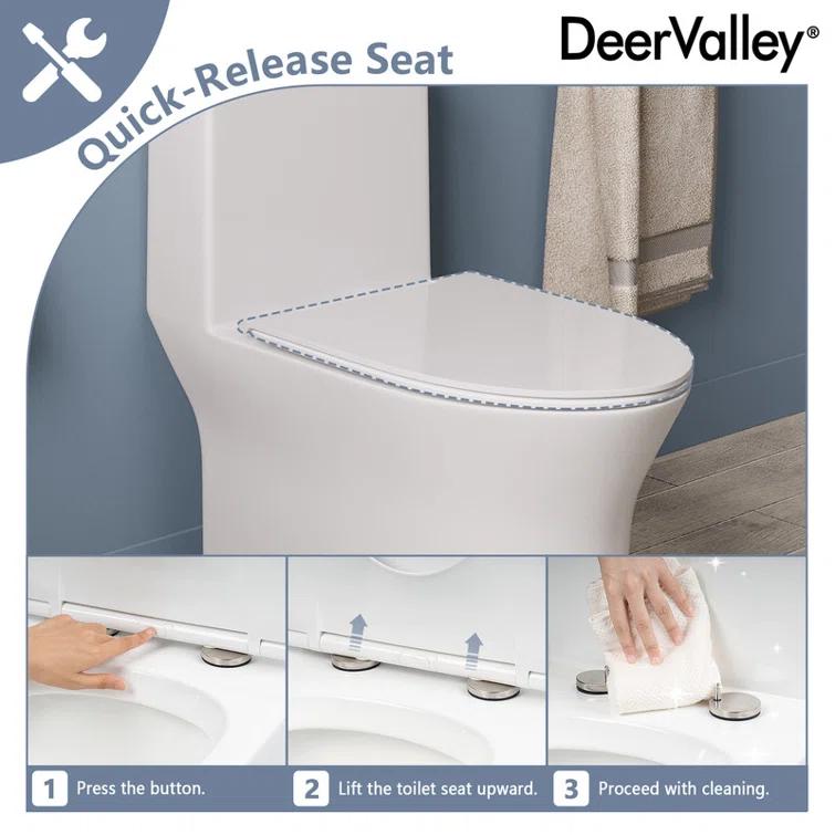 One Piece Toilet For Bathroom, Modern Bathroom Toilet with Dual Flush 1.1/1.6 Gpf Fully Skirted Toilets(Soft Close Seat)