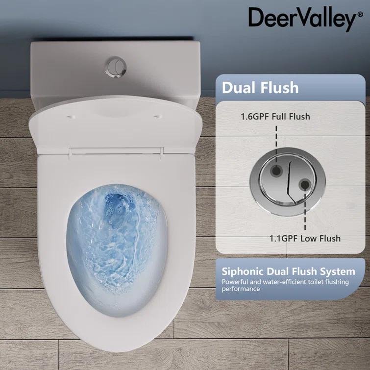 One Piece Toilet For Bathroom, Modern Bathroom Toilet with Dual Flush 1.1/1.6 Gpf Fully Skirted Toilets(Soft Close Seat)