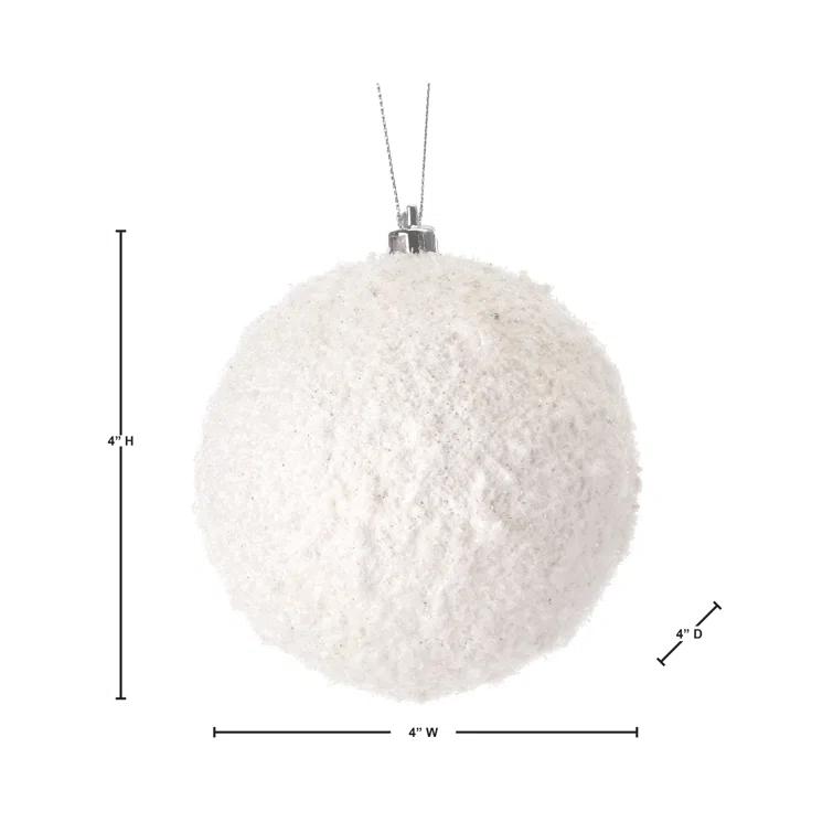Regency International 4" Frosted Texture Snowball Ornament Set of 6 (Set of 6)