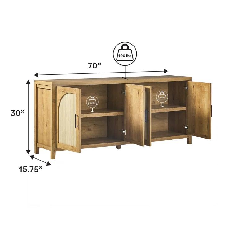 Eilisha Modern Reeded Sideboard with Arched Doors