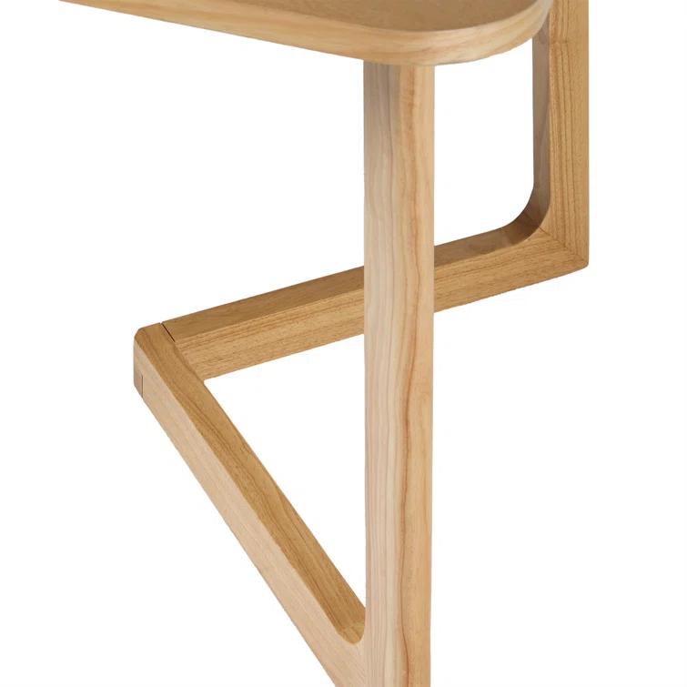 Modern Rectangle Solid Wood Veneer Dining Table for 6 with Geometric Leg Design