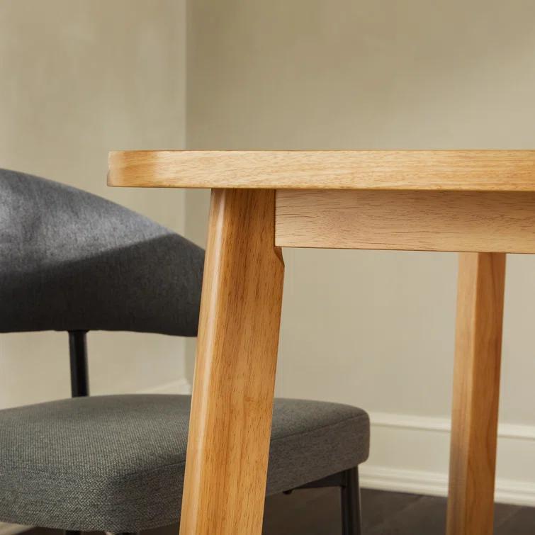 Modern Rectangle Solid Wood Veneer Dining Table for 6 with Geometric Leg Design