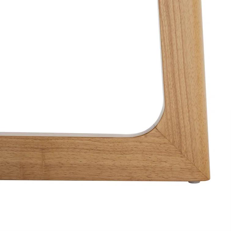Modern Rectangle Solid Wood Veneer Dining Table for 6 with Geometric Leg Design