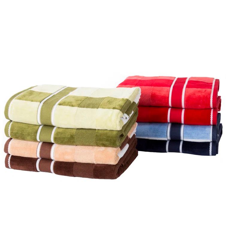 6-Piece Towel Set - Absorbent Cotton Bathroom Accessories with Bath Towels, Hand Towels, and Wash Cloths - Solid and Striped Towels by Lavish Home